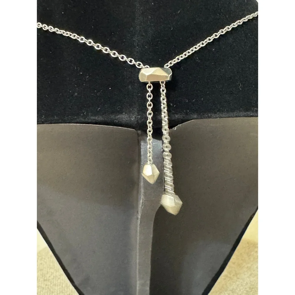 Kendra Scott Necklace Adjustable Silver Iridescent‎ Dichroic Glass Bolo Bead